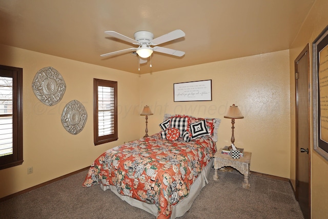 4410 Chandler Dr, Amarillo, TX 79109 - bedroom featuring carpet flooring, baseboards, and ceiling fan