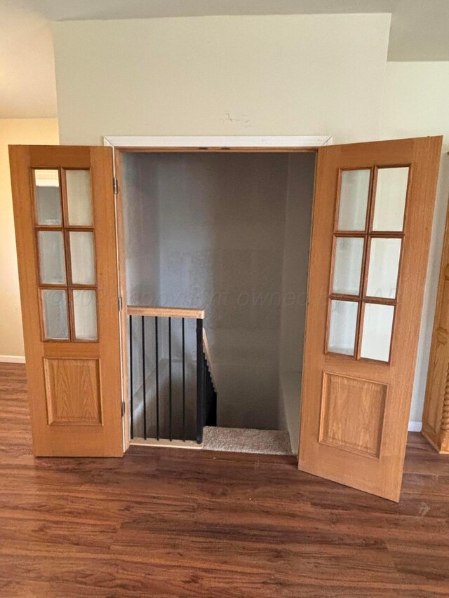 13701 Cedarwood Dr, Amarillo, TX 79118 - staircase with wood finished floors and baseboards