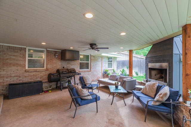 5109 Tawney Ave, Amarillo, TX 79106 - view of patio with an outdoor living space with a fireplace and ceiling fan