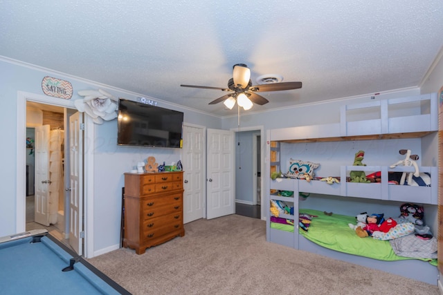 5109 Tawney Ave, Amarillo, TX 79106 - carpeted bedroom featuring ornamental molding and ceiling fan
