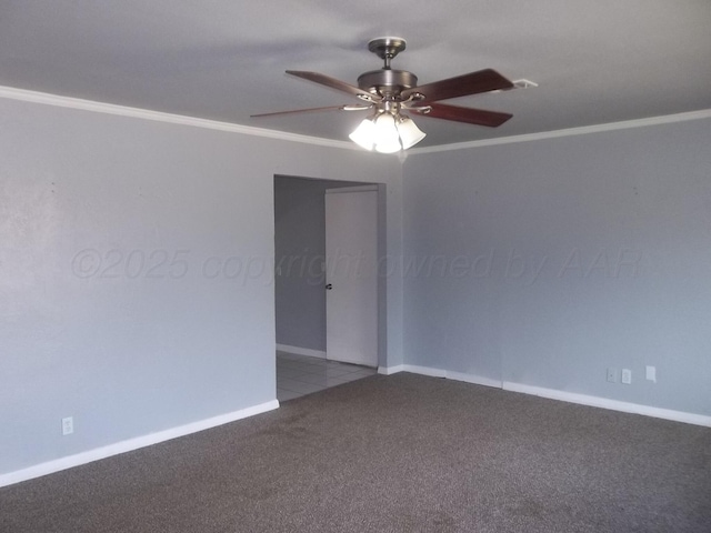 805 Brevard St, Hereford, TX 79045 - spare room featuring crown molding, carpet, and a ceiling fan