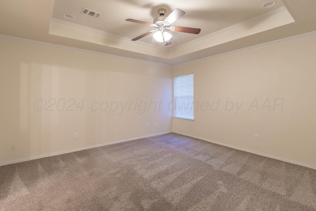 3520 S Mirror St, Amarillo, TX 79118 - carpeted spare room featuring a raised ceiling, crown molding, and a ceiling fan
