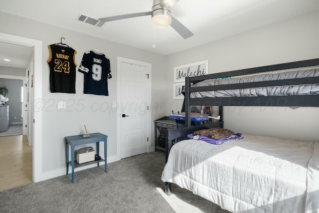 3851 Whitetail Springs Rd, Amarillo, TX 79119 - bedroom with visible vents, baseboards, ceiling fan, and carpet
