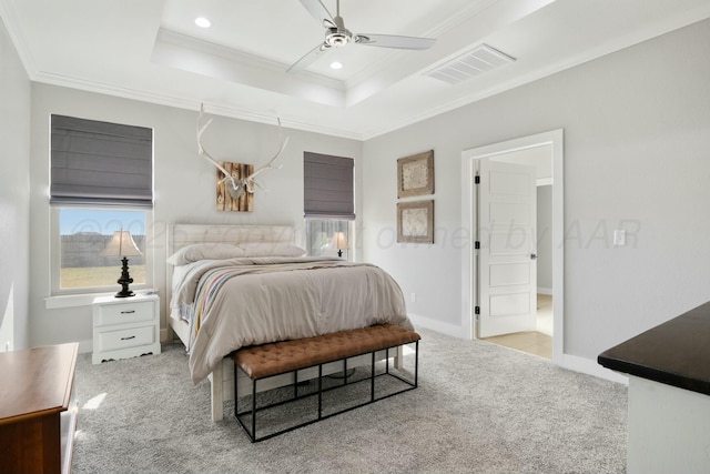 3851 Whitetail Springs Rd, Amarillo, TX 79119 - carpeted bedroom featuring crown molding, visible vents, and multiple windows