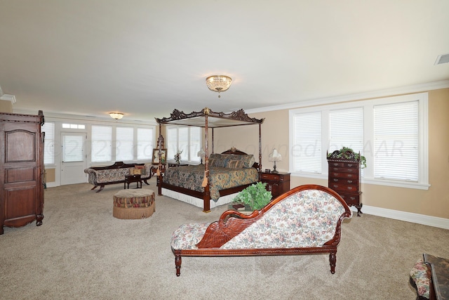 2101 S Harrison St, Amarillo, TX 79109 - bedroom with carpet floors, ornamental molding, multiple windows, and baseboards