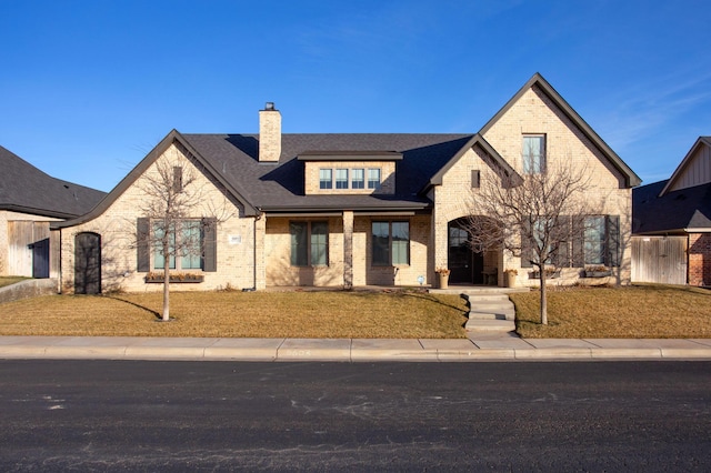 view of front of house with a front lawn