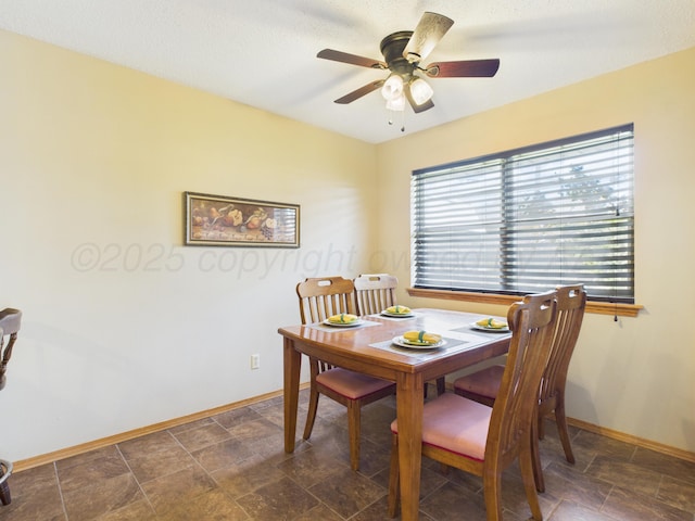 1620 N Nelson St, Pampa, TX 79065 - dining space featuring ceiling fan and stone finish floors
