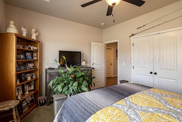 1006 Pinot Blvd, Amarillo, TX 79124 - carpeted bedroom featuring a closet and ceiling fan