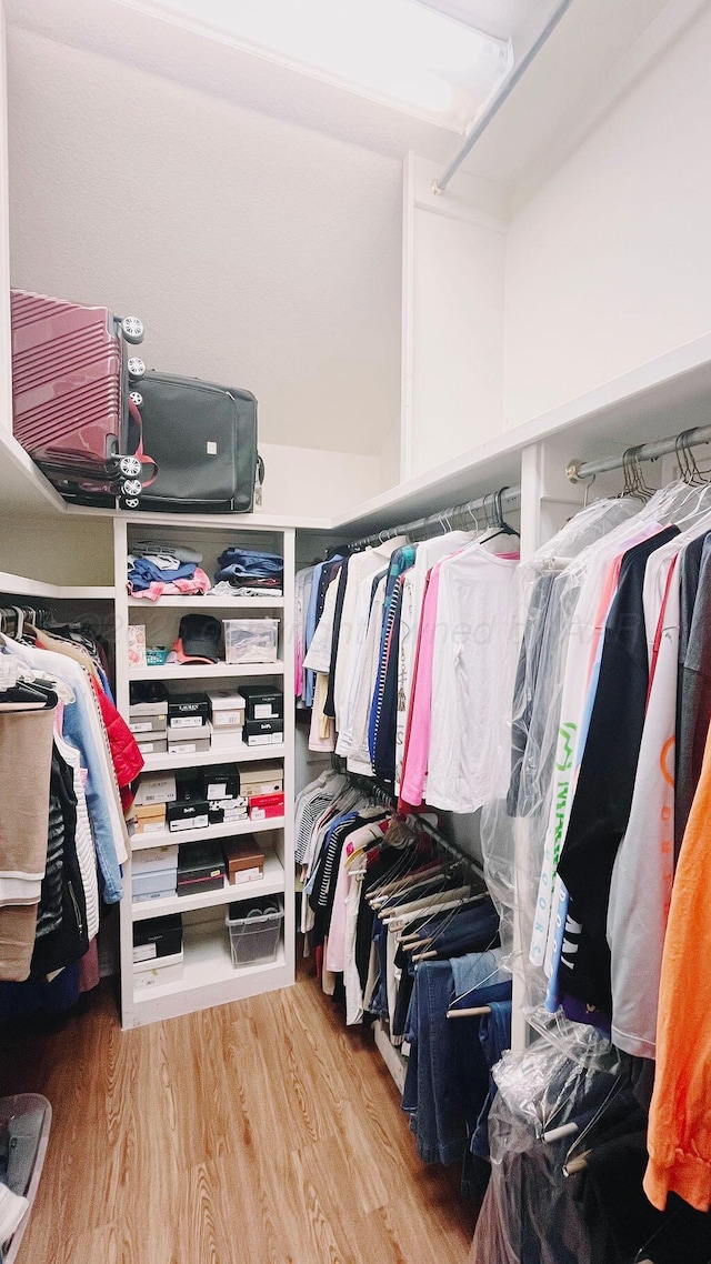 spacious closet with wood finished floors