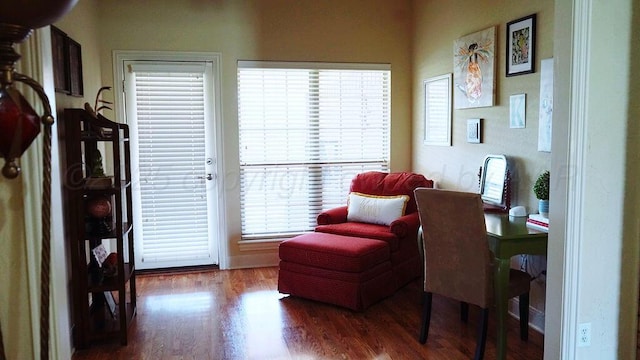 living area featuring plenty of natural light and wood finished floors