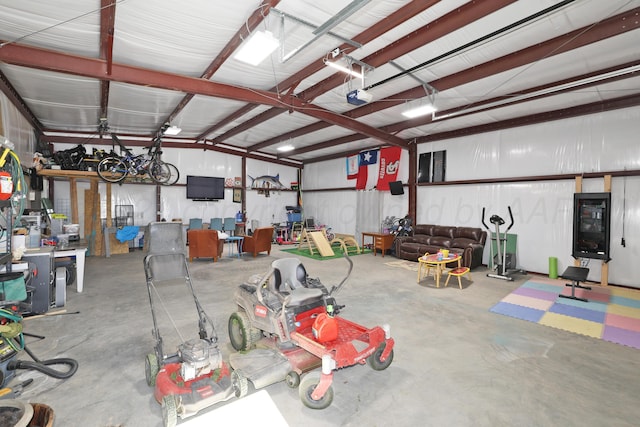 garage with a garage door opener