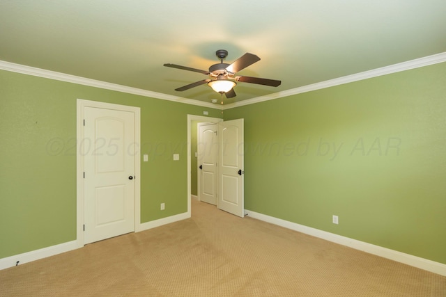 3 Country Club Dr, Amarillo, TX 79124 - unfurnished bedroom with light colored carpet, ornamental molding, and ceiling fan
