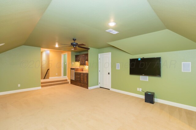 3 Country Club Dr, Amarillo, TX 79124 - bonus room with light colored carpet, lofted ceiling, and ceiling fan