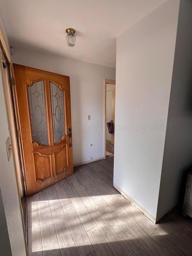 entrance foyer with wood tiled floor