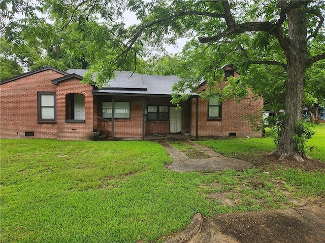180 Carstens St, Mobile, AL 36617 - ranch-style home with crawl space, a front lawn, and brick siding