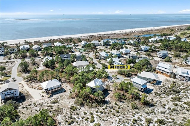 204 Magnolia Ct, Dauphin Island, AL 36528 - birds eye view of property featuring a water view and a view of the beach