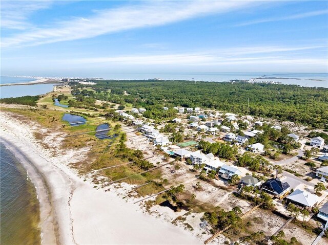 204 Magnolia Ct, Dauphin Island, AL 36528 - drone / aerial view featuring a water view and a beach view