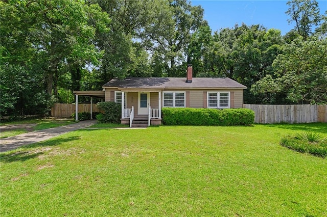 120 Shell Road Pl, Mobile, AL 36607 - view of front of property featuring a chimney, an attached carport, asphalt driveway, and a porch