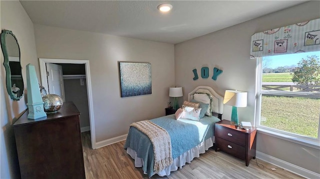 bedroom featuring a closet and light hardwood / wood-style floors