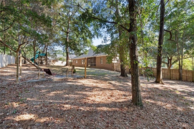 view of yard with a playground