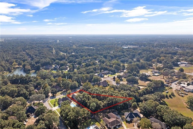 8814 Dawes Lake Rd N, Mobile, AL 36619 - bird's eye view featuring a water view and a view of trees