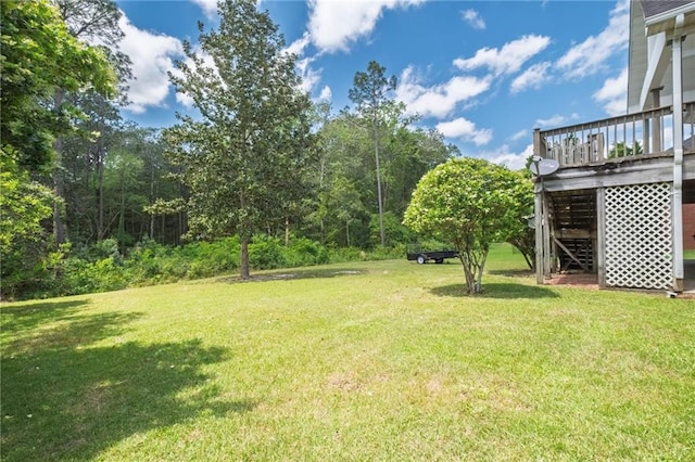 3424 Windsor Place Ct, Mobile, AL 36695 - view of green lawn featuring stairway and a deck
