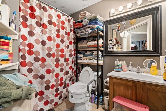 505 Doby Ct, Mobile, AL 36608 - full bath with vanity, a shower with shower curtain, and tile patterned flooring