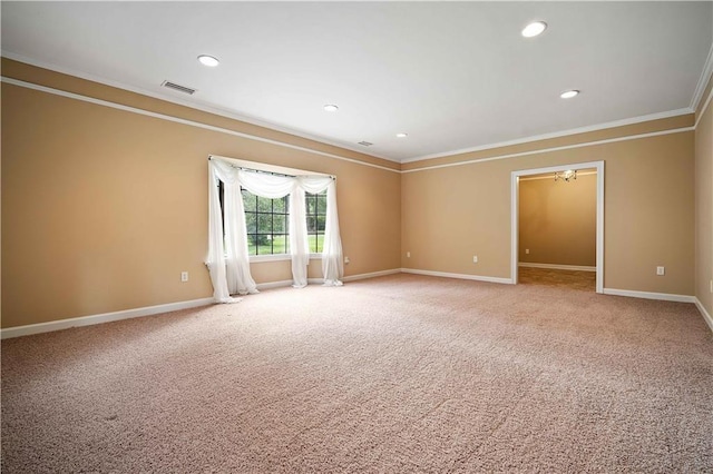 2000 Riverview Ave, Mobile, AL 36605 - spare room featuring crown molding, baseboards, light carpet, and recessed lighting