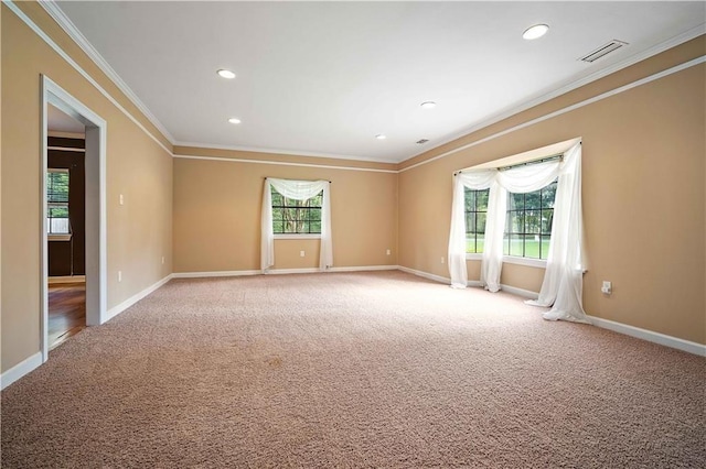 2000 Riverview Ave, Mobile, AL 36605 - unfurnished room with ornamental molding, light colored carpet, baseboards, and recessed lighting