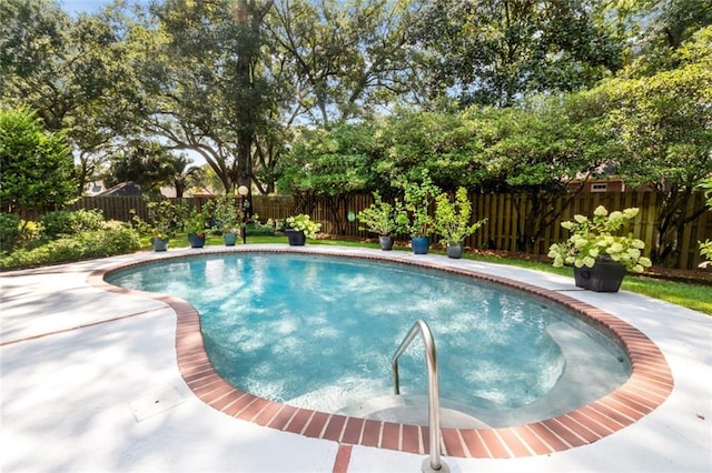 view of pool featuring a fenced in pool, a patio, and a fenced backyard