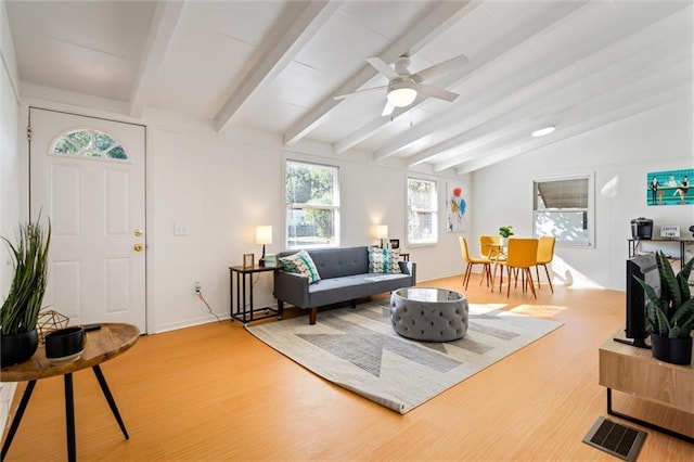 4054 Pringle Dr, Mobile, AL 36618 - living area featuring healthy amount of natural light, wood finished floors, ceiling fan, and baseboards