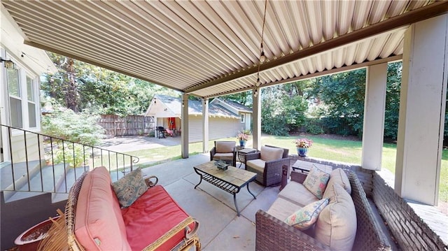 167 Glenwood St, Mobile, AL 36606 - view of patio / terrace featuring an outdoor hangout area, fence, and an outdoor structure
