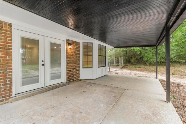 view of patio / terrace featuring french doors