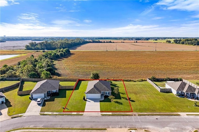 bird's eye view with a rural view