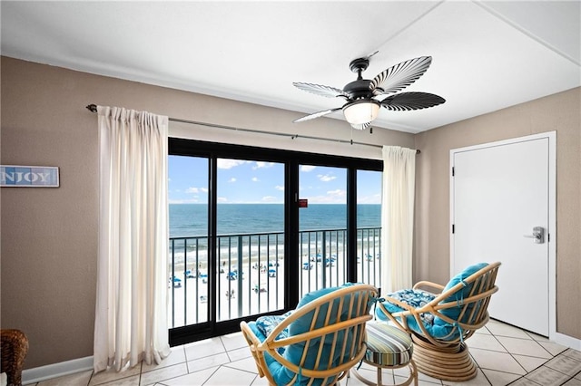 1051 Beach Blvd, Gulf Shores, AL 36542 - sitting room with a ceiling fan, plenty of natural light, and light tile patterned floors