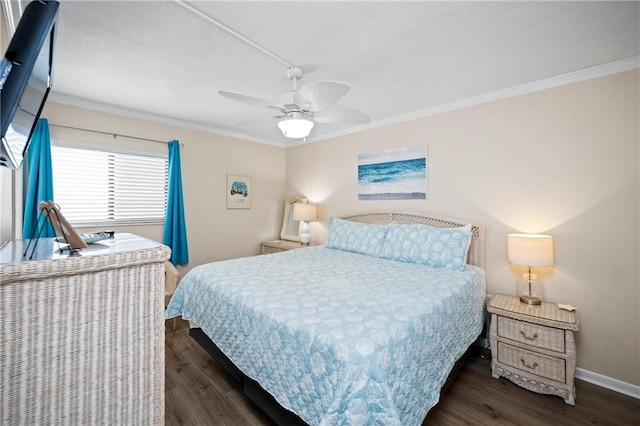 1051 Beach Blvd, Gulf Shores, AL 36542 - bedroom featuring ornamental molding, wood finished floors, and ceiling fan