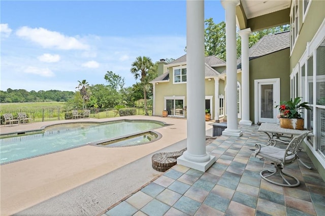 2924 Riverview Pointe Dr S, Theodore, AL 36582 - swimming pool featuring a patio and an in-ground hot tub