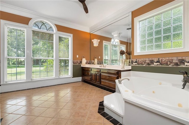 2924 Riverview Pointe Dr S, Theodore, AL 36582 - full bath with a whirlpool tub, healthy amount of natural light, vanity, and crown molding