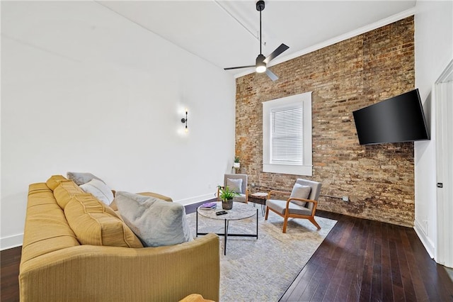 204 Conti St Unit 1A, Mobile, AL 36602 - living area featuring hardwood / wood-style floors, ceiling fan, and baseboards