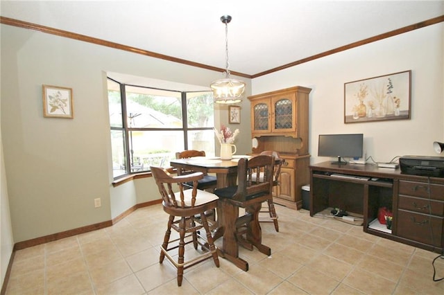 106 Windsor Ct, Daphne, AL 36526 - dining area with crown molding, light tile patterned floors, and a chandelier