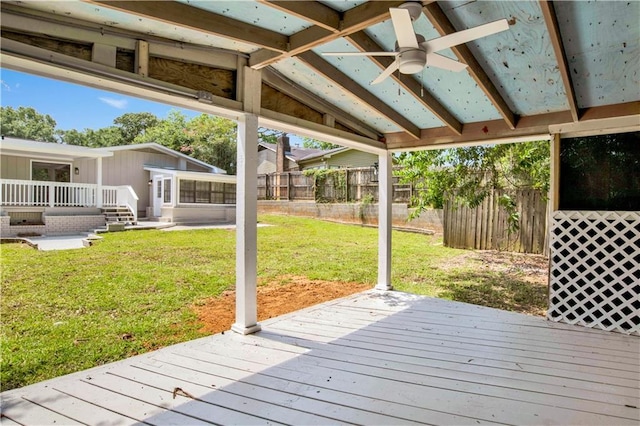 2604 Old Dobbin Dr E, Mobile, AL 36695 - deck with a fenced backyard and ceiling fan