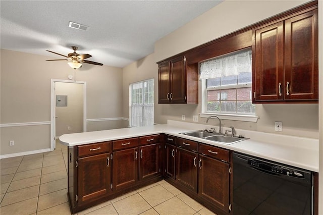 285 Portside Blvd, Mobile, AL 36695 - kitchen with dishwasher, a sink, a peninsula, and light countertops