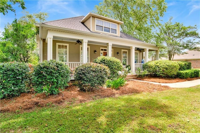 24795 Austin Rd, Daphne, AL 36526 - bungalow-style house with covered porch, ceiling fan, and a front yard