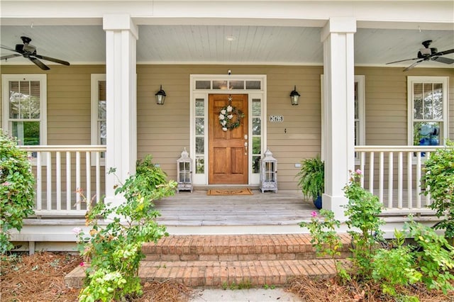 24795 Austin Rd, Daphne, AL 36526 - doorway to property featuring a ceiling fan and a porch
