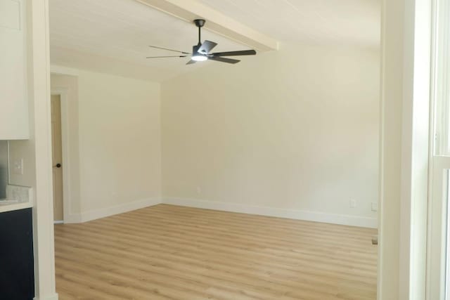 871 Hale Rd, Mobile, AL 36608 - spare room featuring light wood-style floors, ceiling fan, beamed ceiling, and baseboards