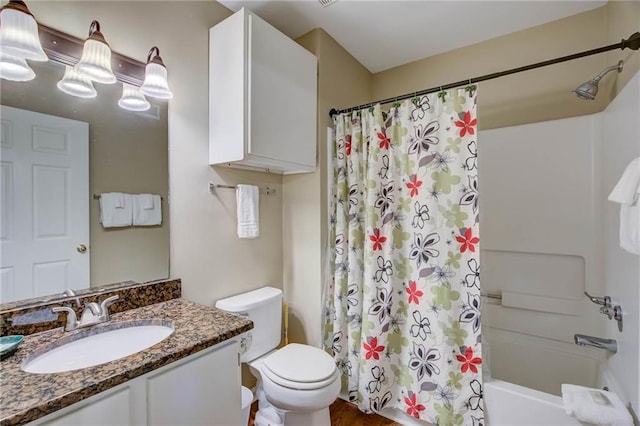 6194 State Highway 59 Unit D-8, Gulf Shores, AL 36542 - full bathroom with vanity, shower / bathtub combination with curtain, and toilet