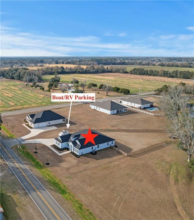 bird's eye view with a rural view