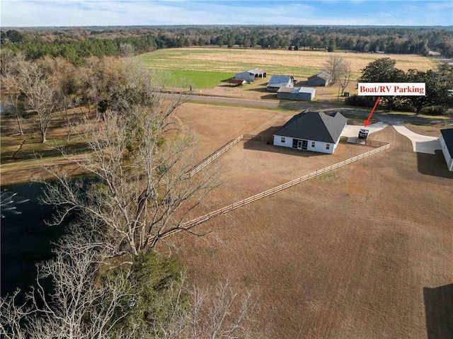 aerial view with a rural view