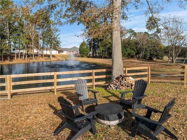 view of yard with a water view