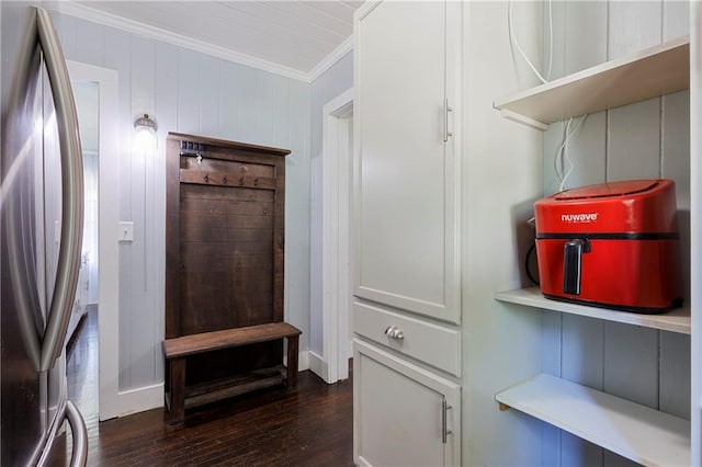 208 Beck St, Atmore, AL 36502 - mudroom with ornamental molding and dark wood-style floors